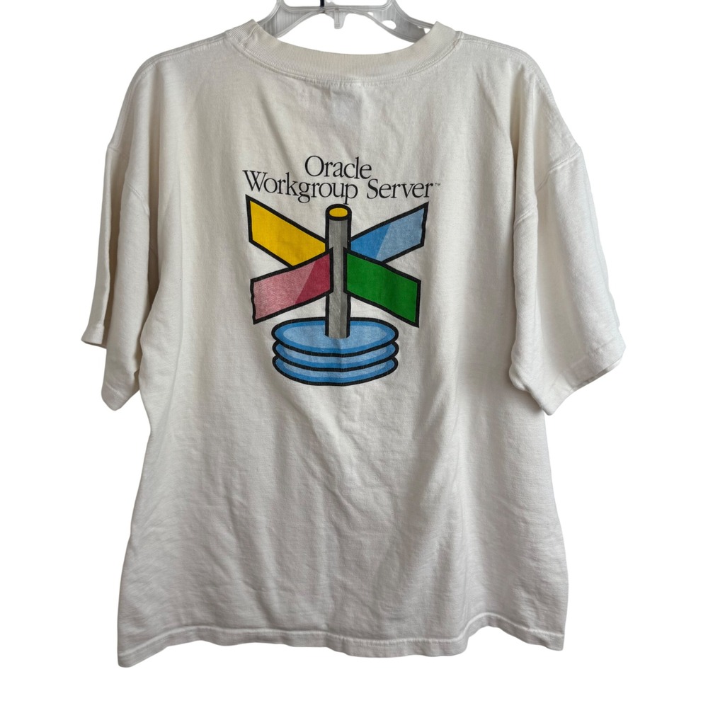 Vintage Oracle Workgroup Server Shirt Software Tech Promo 90s Boxy Tee XL